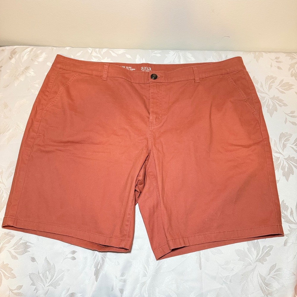 NWOT ana Mid-Rise Twill Bermuda Shorts Burnt Orange Plus Size 24W Casual